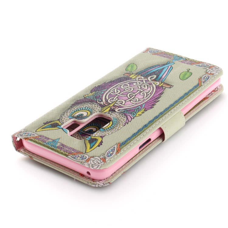 Patterned PU Leather Wallet Stand Protective Mobile Phone Shell for Samsung Galaxy S9+ - Owl-5