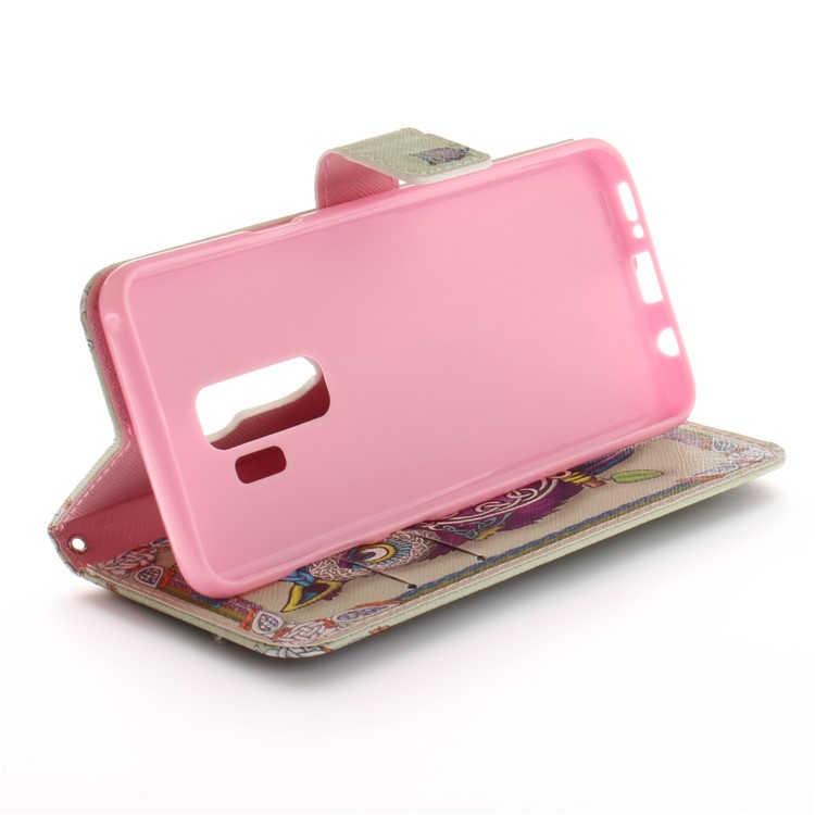 Patterned PU Leather Wallet Stand Protective Mobile Phone Shell for Samsung Galaxy S9+ - Owl-6
