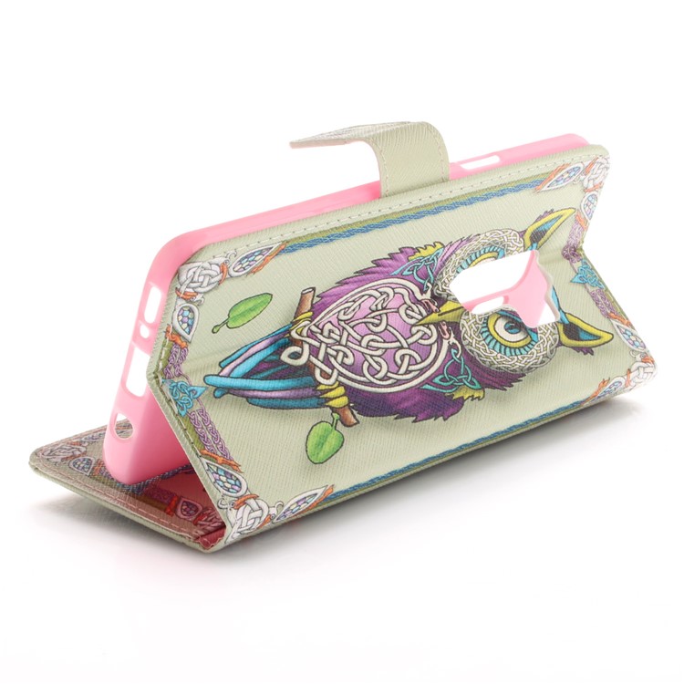 Patterned PU Leather Wallet Stand Protective Mobile Phone Shell for Samsung Galaxy S9+ - Owl-7