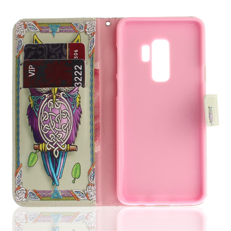 Patterned PU Leather Wallet Stand Protective Mobile Phone Shell for Samsung Galaxy S9+ - Owl-8