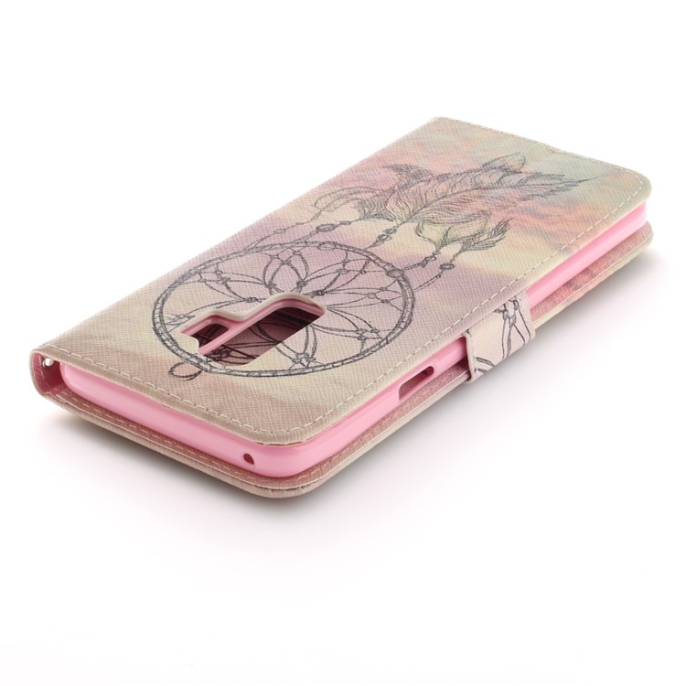 Patterned PU Leather Wallet Stand Protective Mobile Phone Case for Samsung Galaxy S9+ G965 - Dream Catcher in Sky-5