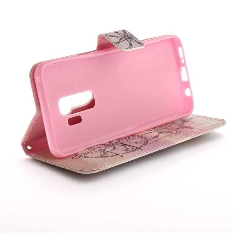 Patterned PU Leather Wallet Stand Protective Mobile Phone Case for Samsung Galaxy S9+ G965 - Dream Catcher in Sky-6