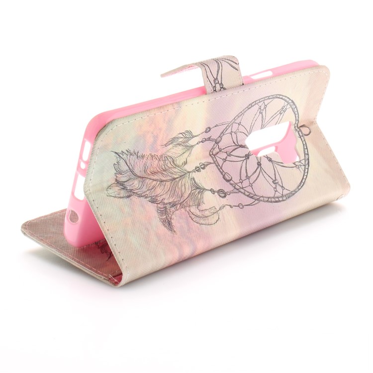Patterned PU Leather Wallet Stand Protective Mobile Phone Case for Samsung Galaxy S9+ G965 - Dream Catcher in Sky-7