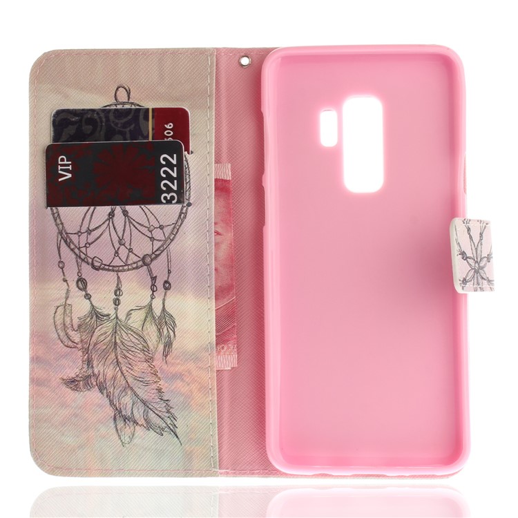 Patterned PU Leather Wallet Stand Protective Mobile Phone Case for Samsung Galaxy S9+ G965 - Dream Catcher in Sky-8