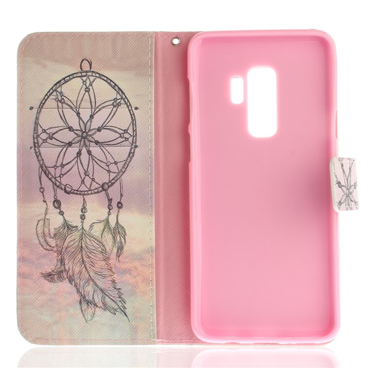 Patterned PU Leather Wallet Stand Protective Mobile Phone Case for Samsung Galaxy S9+ G965 - Dream Catcher in Sky-9