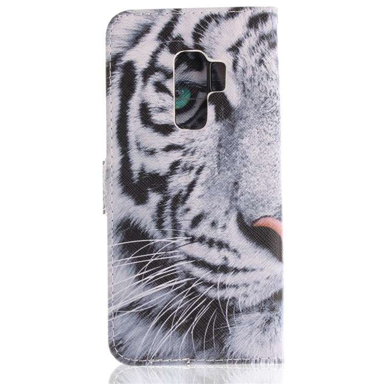 Patterned PU Leather Wallet Stand Protective Mobile Phone Cover for Samsung Galaxy S9+ G965 - Tiger-3