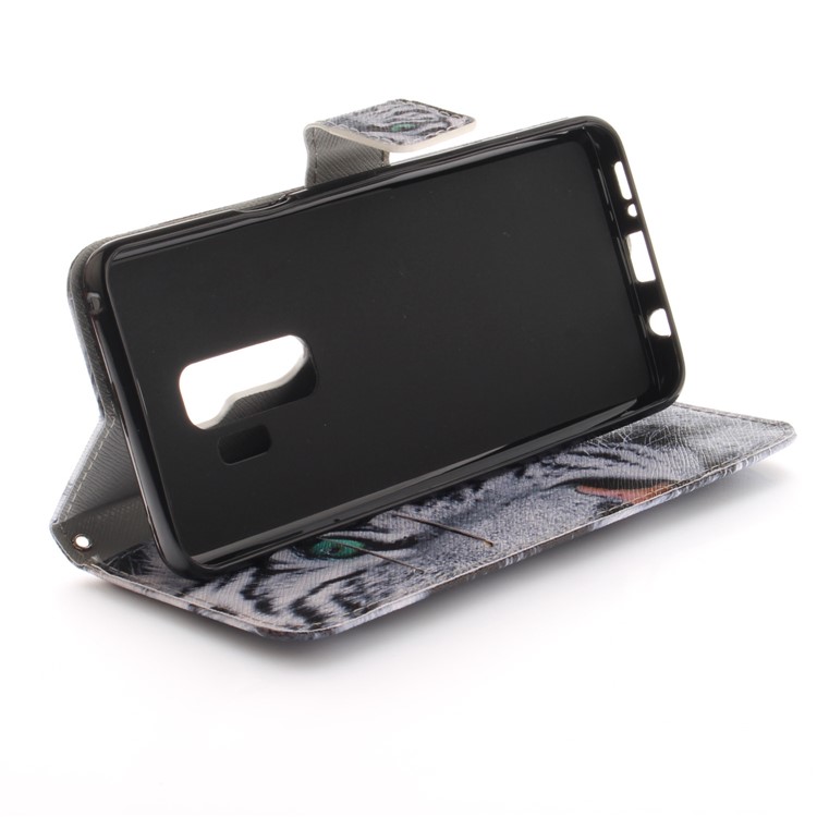 Patterned PU Leather Wallet Stand Protective Mobile Phone Cover for Samsung Galaxy S9+ G965 - Tiger-6