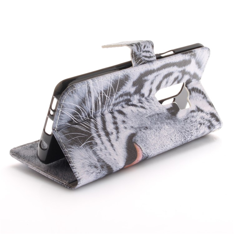 Patterned PU Leather Wallet Stand Protective Mobile Phone Cover for Samsung Galaxy S9+ G965 - Tiger-7
