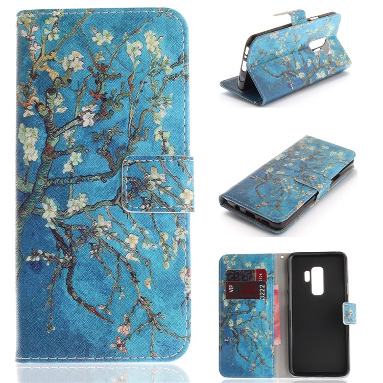 Patterned PU Leather Wallet Stand Protective Mobile Phone Casing for Samsung Galaxy S9+ G965 - Wintersweet-1