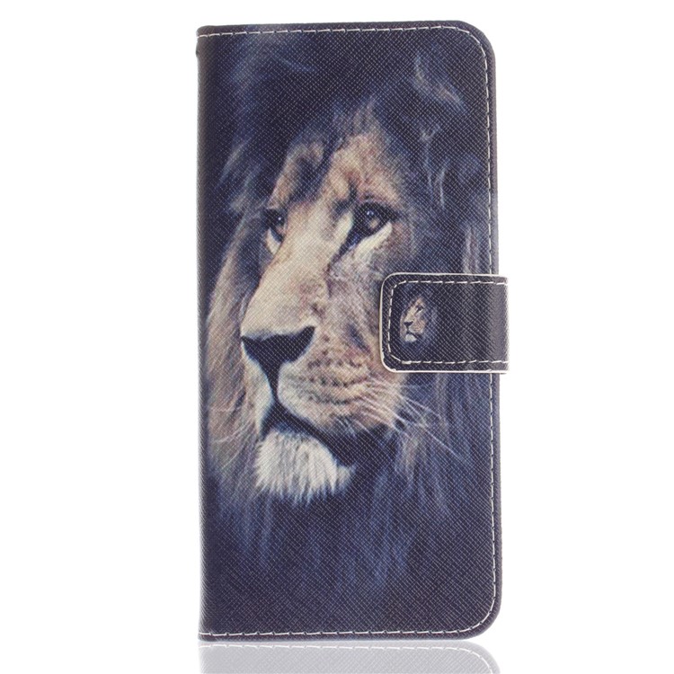 Patterned PU Leather Wallet Stand Protective Cell Phone Shell for Samsung Galaxy S9+ G965 - Desperate Lion-2