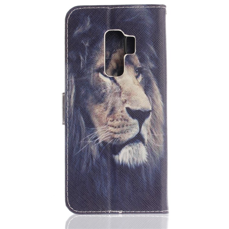 Patterned PU Leather Wallet Stand Protective Cell Phone Shell for Samsung Galaxy S9+ G965 - Desperate Lion-3