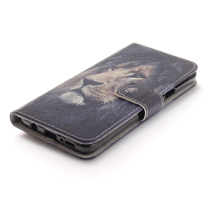 Patterned PU Leather Wallet Stand Protective Cell Phone Shell for Samsung Galaxy S9+ G965 - Desperate Lion-4
