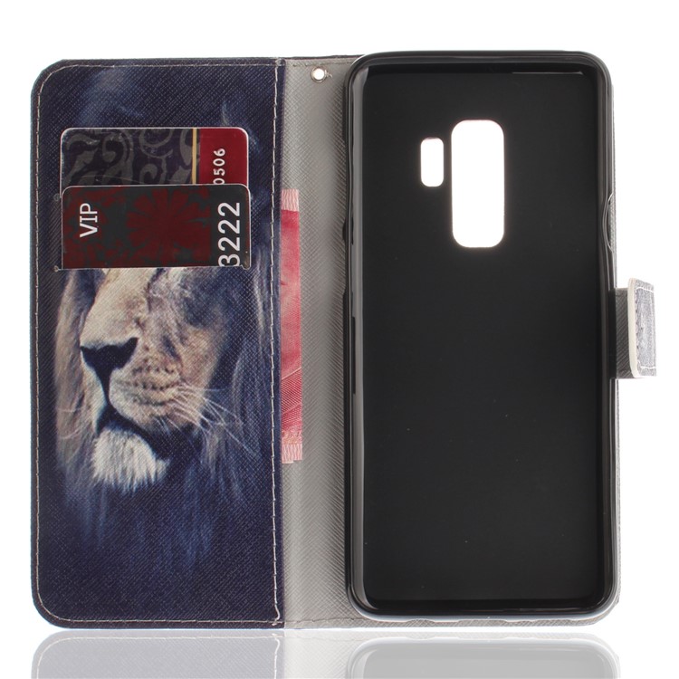 Patterned PU Leather Wallet Stand Protective Cell Phone Shell for Samsung Galaxy S9+ G965 - Desperate Lion-8