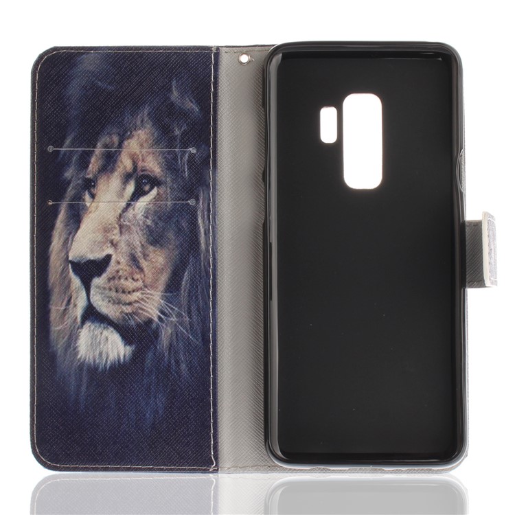 Patterned PU Leather Wallet Stand Protective Cell Phone Shell for Samsung Galaxy S9+ G965 - Desperate Lion-9