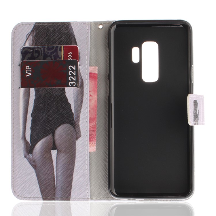 Patterned PU Leather Wallet Stand Protective Cell Phone Case for Samsung Galaxy S9+ G965 - Hot Girl-8