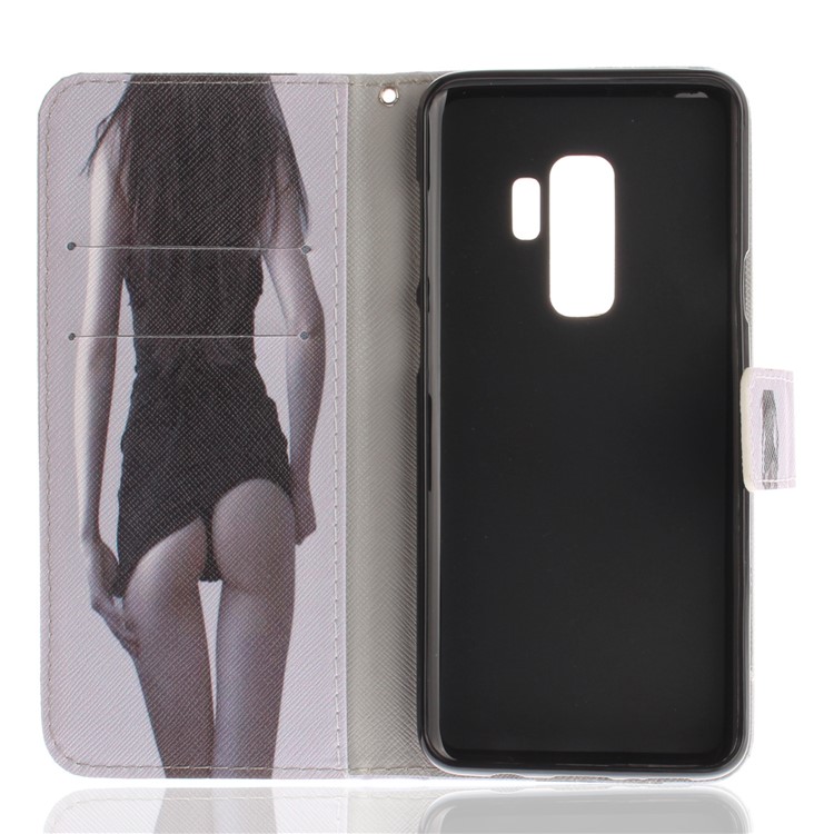 Patterned PU Leather Wallet Stand Protective Cell Phone Case for Samsung Galaxy S9+ G965 - Hot Girl-9