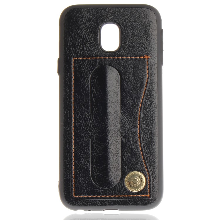Card Holder PU Leather Coated TPU Kickstand Case for Samsung Galaxy J3 (2017) EU Version / J3 Pro (2017) - Black-2