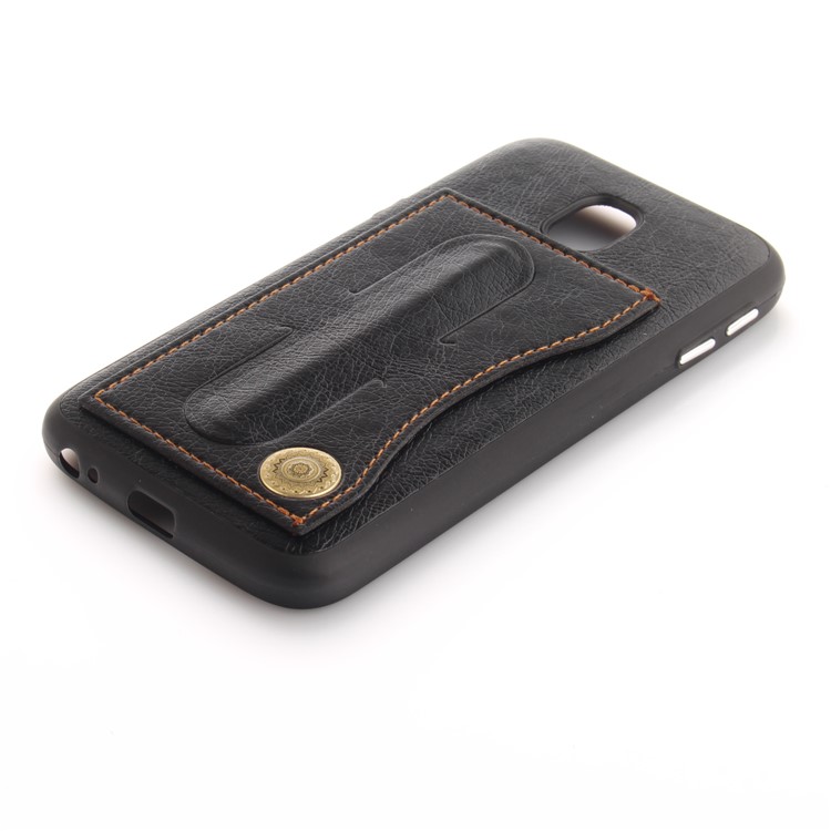 Card Holder PU Leather Coated TPU Kickstand Case for Samsung Galaxy J3 (2017) EU Version / J3 Pro (2017) - Black-4