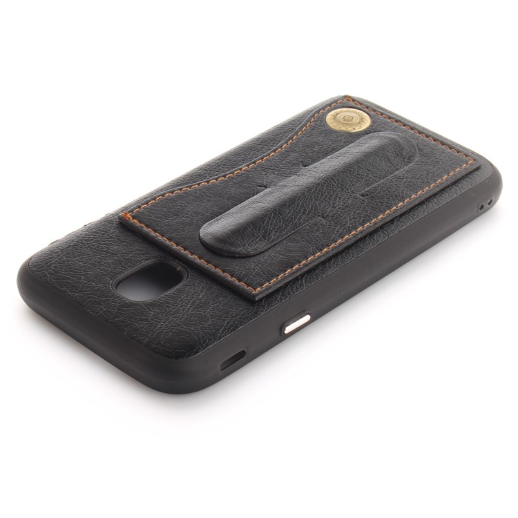 Card Holder PU Leather Coated TPU Kickstand Case for Samsung Galaxy J3 (2017) EU Version / J3 Pro (2017) - Black-5