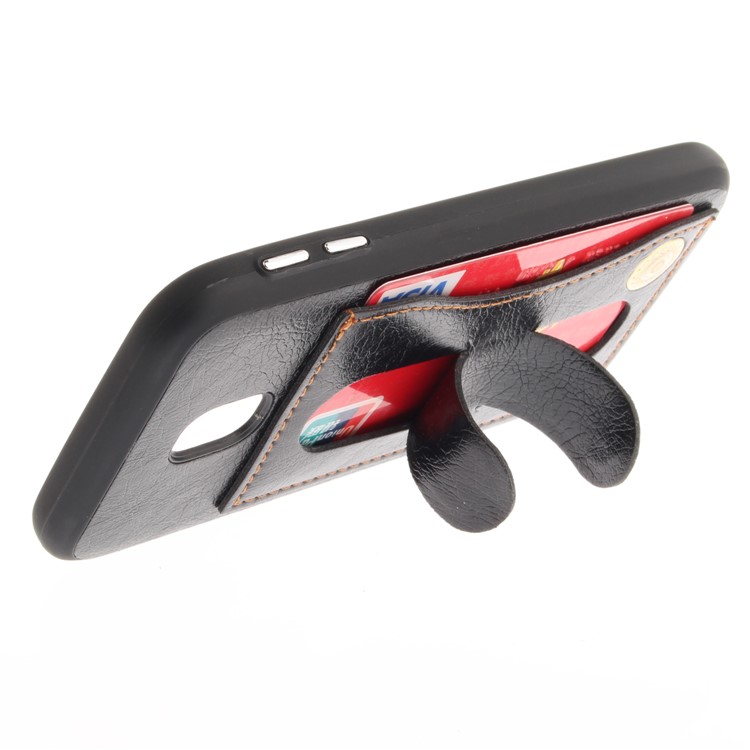 Card Holder PU Leather Coated TPU Kickstand Case for Samsung Galaxy J3 (2017) EU Version / J3 Pro (2017) - Black-6