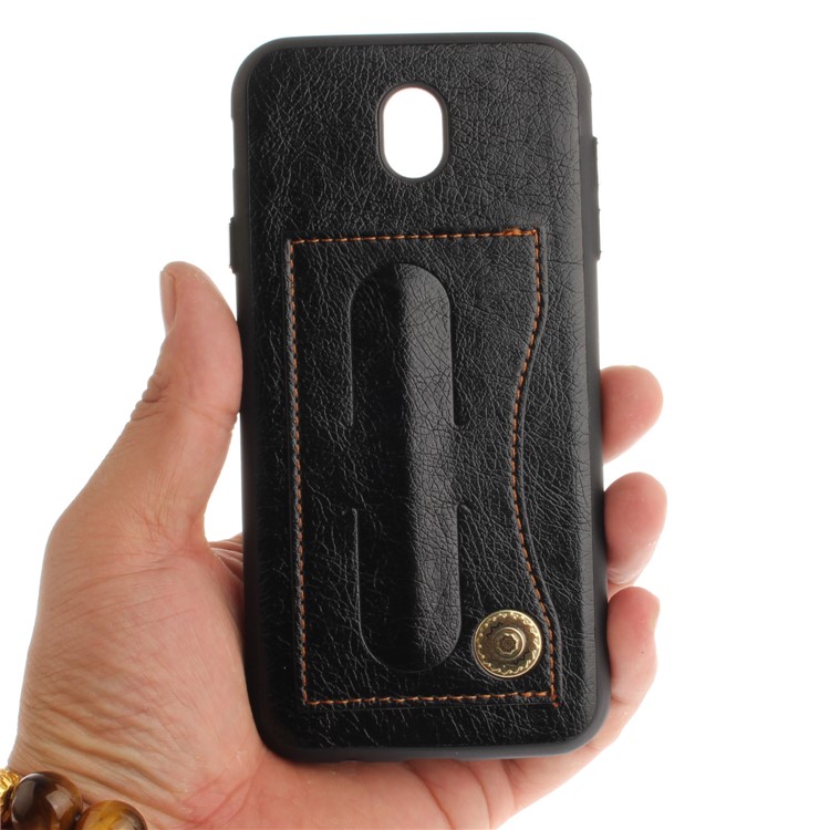 Card Holder PU Leather Coated TPU Kickstand Cases for Samsung Galaxy J5 (2017) EU Version / J5 Pro (2017) - Black-3
