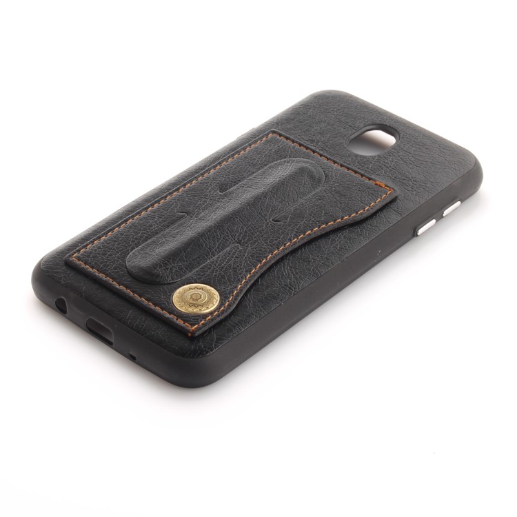 Card Holder PU Leather Coated TPU Kickstand Cases for Samsung Galaxy J5 (2017) EU Version / J5 Pro (2017) - Black-4