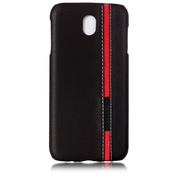 Contrast Color PU Leather Coated PC Back Casing for Samsung Galaxy J7 Pro (2017) / J7 (2017) EU Version - Black-2