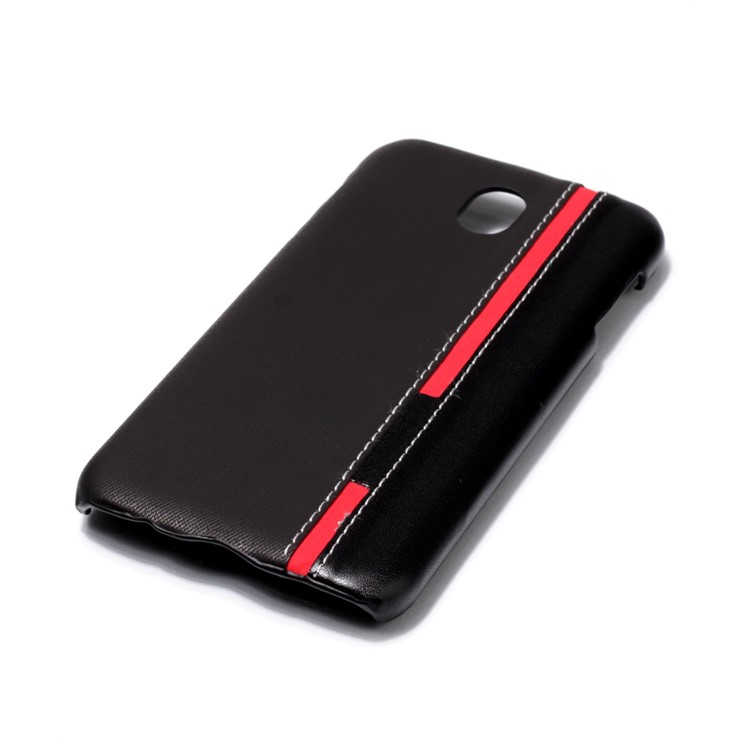 Contrast Color PU Leather Coated PC Back Casing for Samsung Galaxy J7 Pro (2017) / J7 (2017) EU Version - Black-4