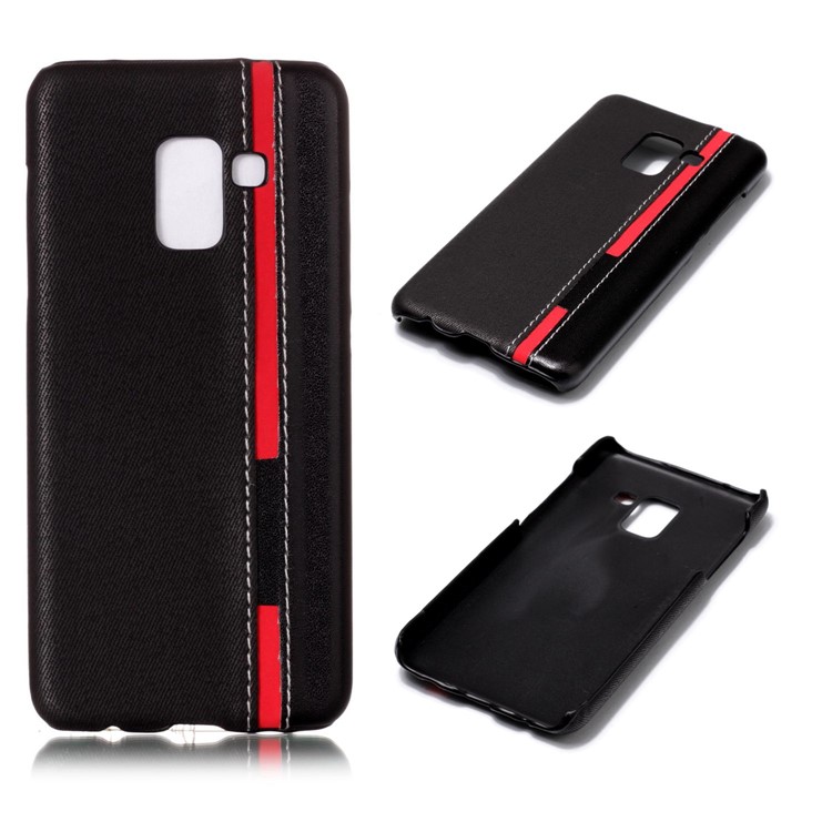 Contrast Color PU Leather Coated PC Mobile Phone Cover for Samsung Galaxy A8 (2018) - Black-1