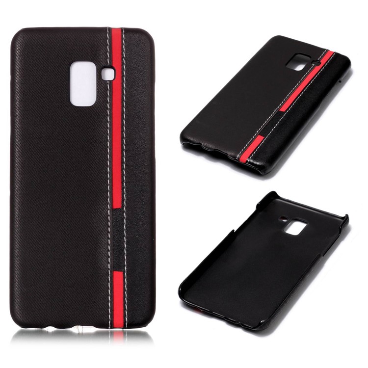 Contrast Color PU Leather Coated PC Mobile Phone Casing for Samsung Galaxy A8 Plus (2018) - Black-1