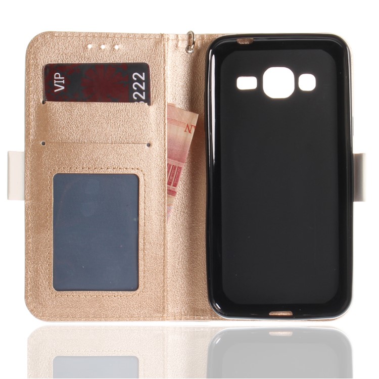 Schmetterling Muster Leder Brieftasche Standabdeckung Für Samsung Galaxy J3 (2016) - Weiß-10