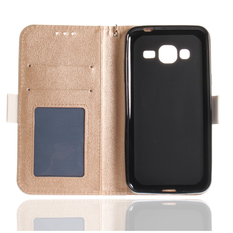 Schmetterling Muster Leder Brieftasche Standabdeckung Für Samsung Galaxy J3 (2016) - Weiß-11