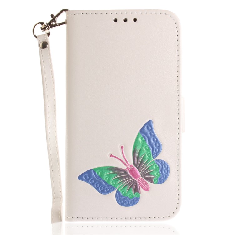 Schmetterling Muster Leder Brieftasche Standabdeckung Für Samsung Galaxy J3 (2016) - Weiß-2