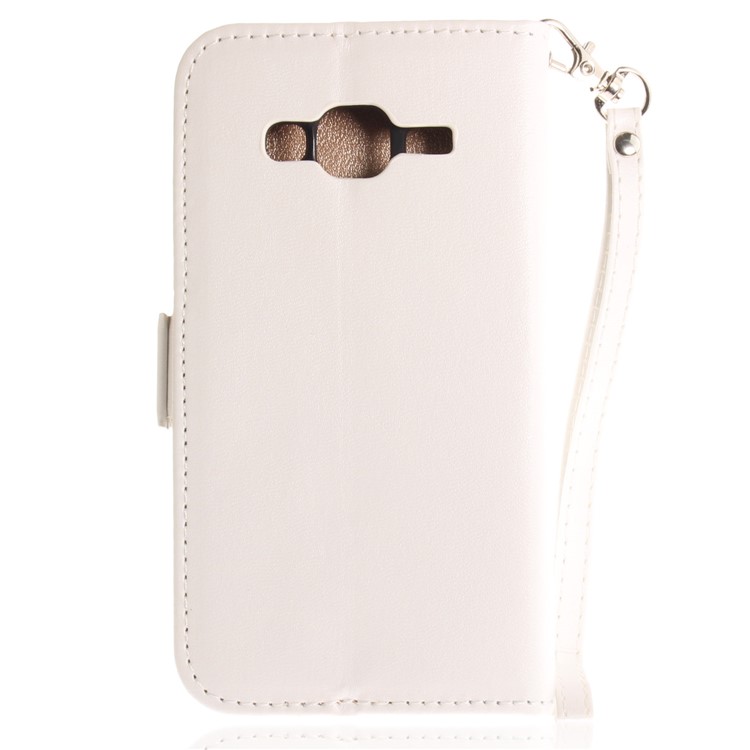 Schmetterling Muster Leder Brieftasche Standabdeckung Für Samsung Galaxy J3 (2016) - Weiß-3