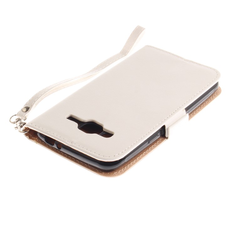 Schmetterling Muster Leder Brieftasche Standabdeckung Für Samsung Galaxy J3 (2016) - Weiß-7