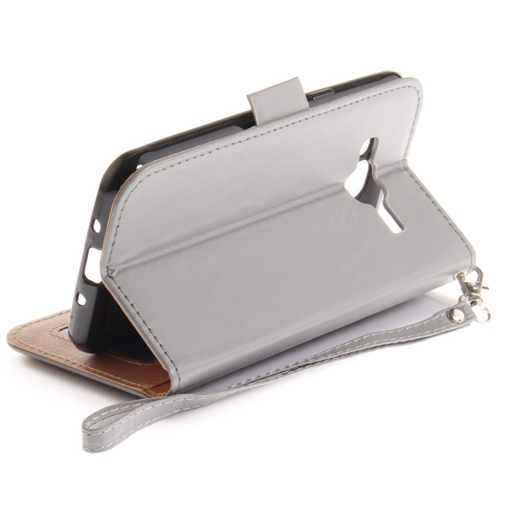 Schmetterling Muster Leder Brieftasche Stand Shell Für Samsung Galaxy J3 (2016) - Grau-9