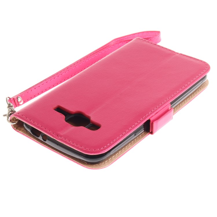 Butterfly Pattern Leather Wallet Stand Casing for Samsung Galaxy J3 (2016) - Rose-7