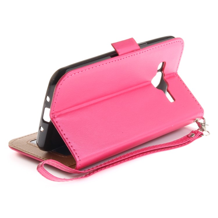 Butterfly Pattern Leather Wallet Stand Casing for Samsung Galaxy J3 (2016) - Rose-9