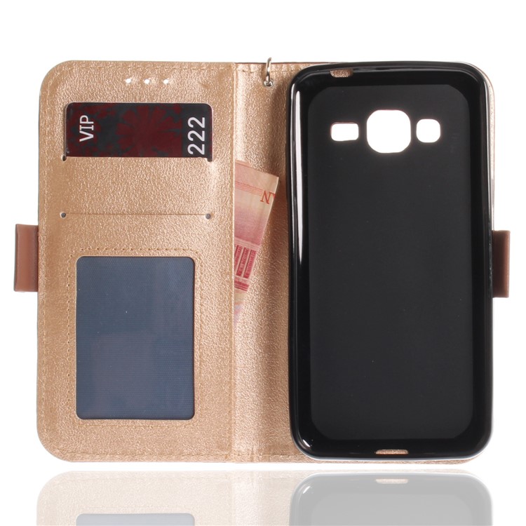 Butterfly Pattern Leather Wallet Stand Cell Phone Cover for Samsung Galaxy J3 (2016) - Brown-10