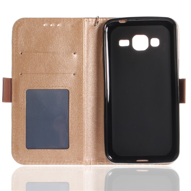Butterfly Pattern Leather Wallet Stand Cell Phone Cover for Samsung Galaxy J3 (2016) - Brown-11