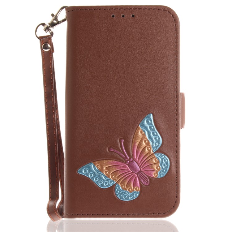 Butterfly Pattern Leather Wallet Stand Cell Phone Cover for Samsung Galaxy J3 (2016) - Brown-2