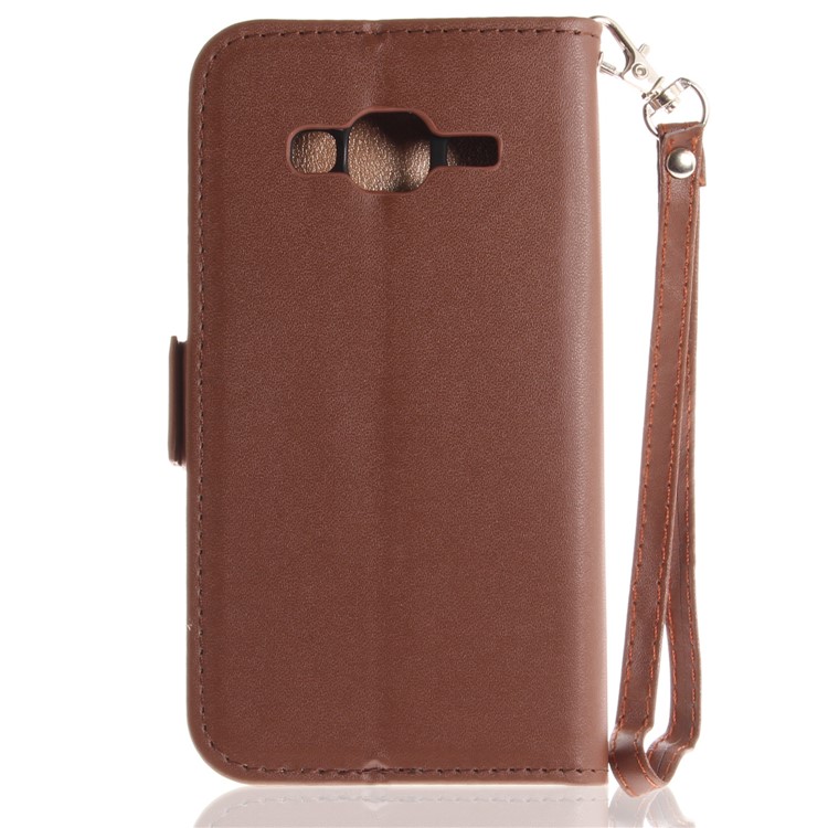Butterfly Pattern Leather Wallet Stand Cell Phone Cover for Samsung Galaxy J3 (2016) - Brown-3