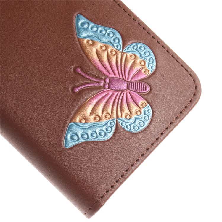 Butterfly Pattern Leather Wallet Stand Cell Phone Cover for Samsung Galaxy J3 (2016) - Brown-5