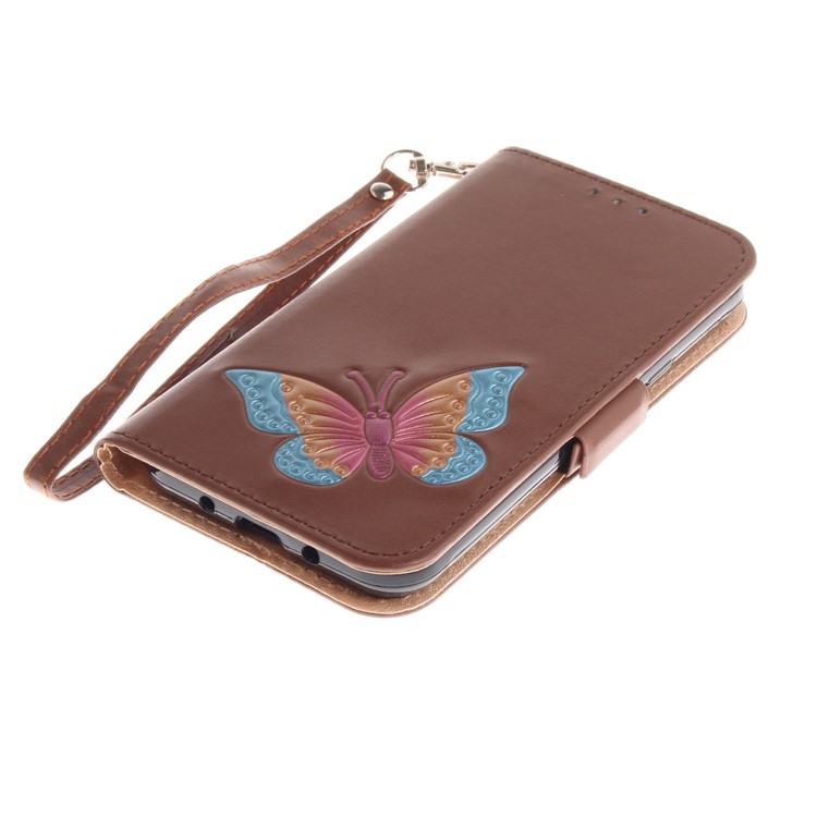 Butterfly Pattern Leather Wallet Stand Cell Phone Cover for Samsung Galaxy J3 (2016) - Brown-6