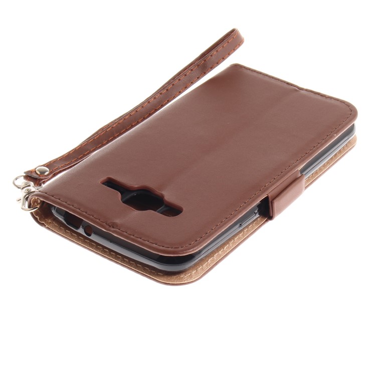 Butterfly Pattern Leather Wallet Stand Cell Phone Cover for Samsung Galaxy J3 (2016) - Brown-7
