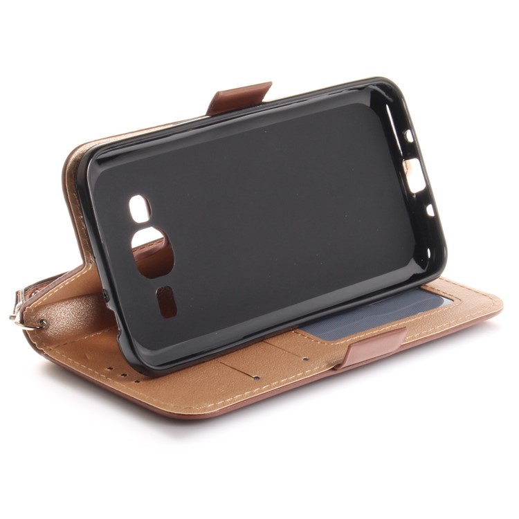 Butterfly Pattern Leather Wallet Stand Cell Phone Cover for Samsung Galaxy J3 (2016) - Brown-8