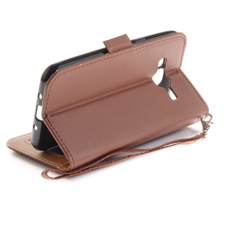 Butterfly Pattern Leather Wallet Stand Cell Phone Cover for Samsung Galaxy J3 (2016) - Brown-9