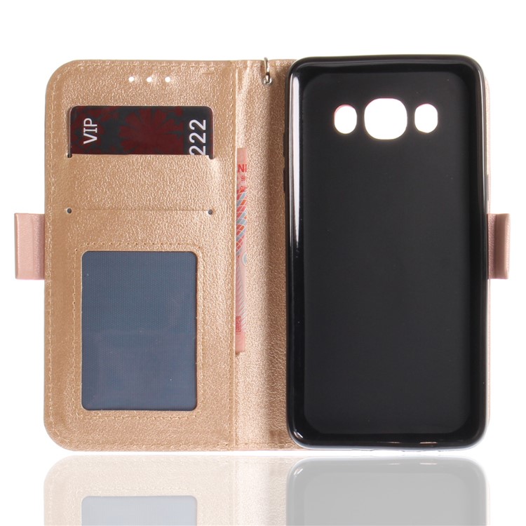 Butterfly Pattern Leather Wallet Stand Case for Samsung Galaxy J5 (2016) - Rose Gold-10