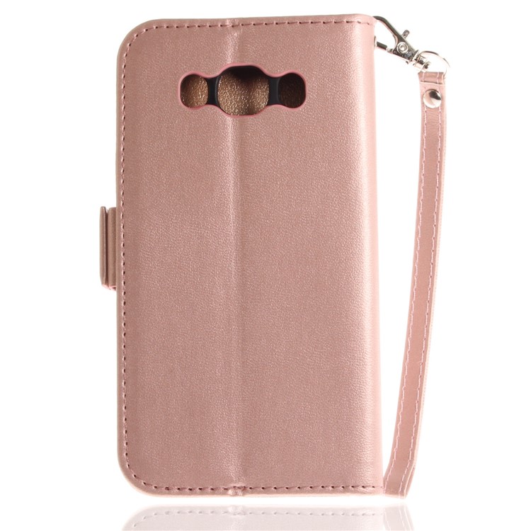 Butterfly Pattern Leather Wallet Stand Case for Samsung Galaxy J5 (2016) - Rose Gold-3