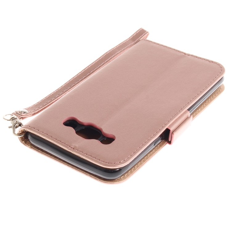 Butterfly Pattern Leather Wallet Stand Case for Samsung Galaxy J5 (2016) - Rose Gold-7